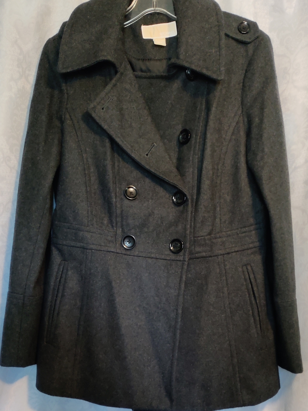 Michael Kors Charcoal Gray Wool Blend Double-Breasted Peacoat Size XL